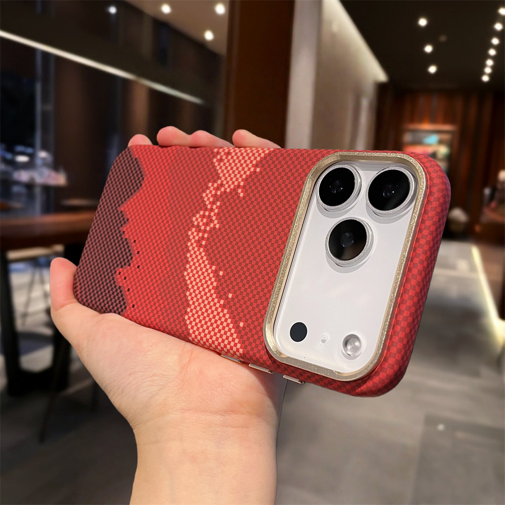 Ốp điện thoại từ tính họa tiết sợi carbon chất lượng cao cho iPhone 17 Pro Max 14 15 16 pro max Bảo vệ Camera ống kính Vỏ chống sốc Vỏ cứng bảo vệ điện thoại