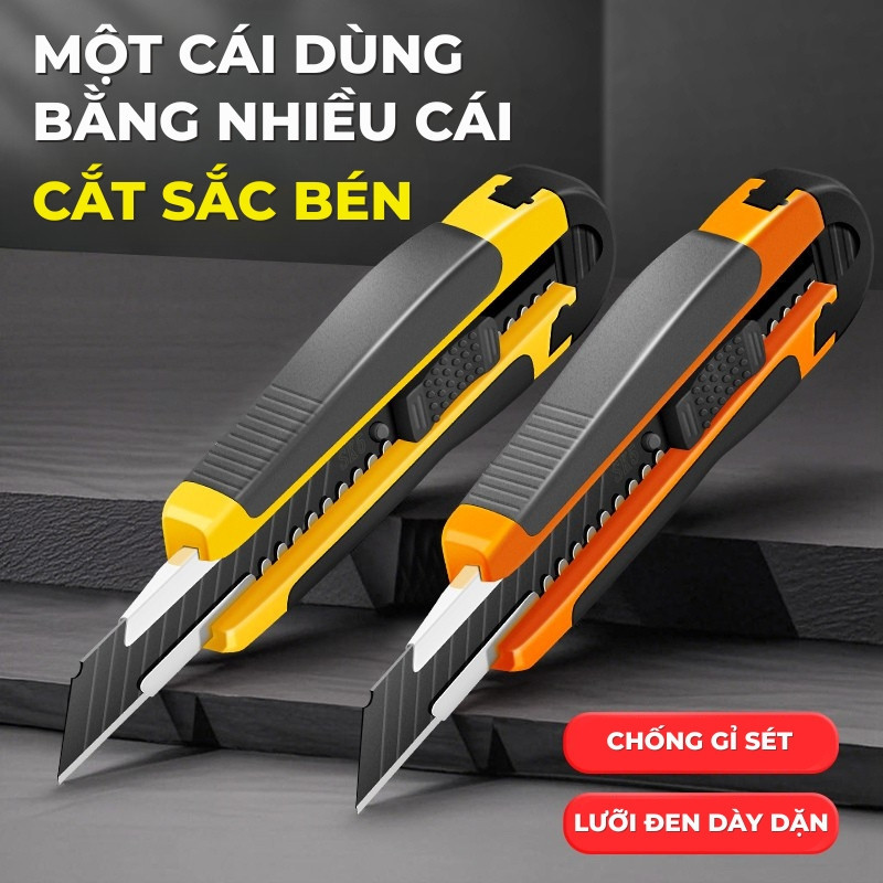 Dao rọc giấy đa năng Titanium - Combo 10 lưỡi dao rọc giấy cao cấp, tiện lợi, cắt giấy dễ dàng, chính xác và an toàn