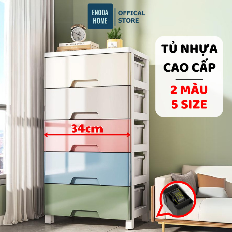 Tủ Nhựa Ngăn Kéo Khe Hẹp ENODA HOME, Tủ Đựng Đồ Nhiều Tầng Lắp Ghép Đơn Giản Có Bánh Xe Di Chuyển Dễ Dàng TUN016