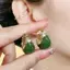 Springevenstar 1 Cặp Hàn Quốc Hợp Thời Trang Xanh Nhỏ Giọt Dầu Zircon Bông Tai Dành Cho Nữ Đơn Giản Không Đều Hình Học Tòn Ten Bông Tai Dự Tiệc Cá Tính Trang Sức Springevenstar