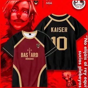 YB1 BLUE LOCK 220g áo thun cotton dày KAISER BARCHA jersey Áo thun anime tay ngắn hàng đầu BY1