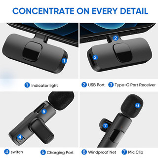 Micro Lavalier không dây Type-C k8 / 9 Mic ve áo Mini di động cho điện thoại thông minh Vlogging Phỏng vấn Ghi âm trực tiếp
