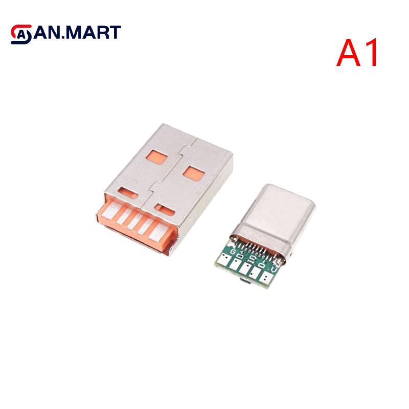 AN.MART Sạc Nhanh Type-C USB 65W 5A Đầu Nối Nam Hàn Với 5Pin PCB + Loại A Nam 6 Pin USB DIY Bộ Sạc Dữ Liệu OTG VN