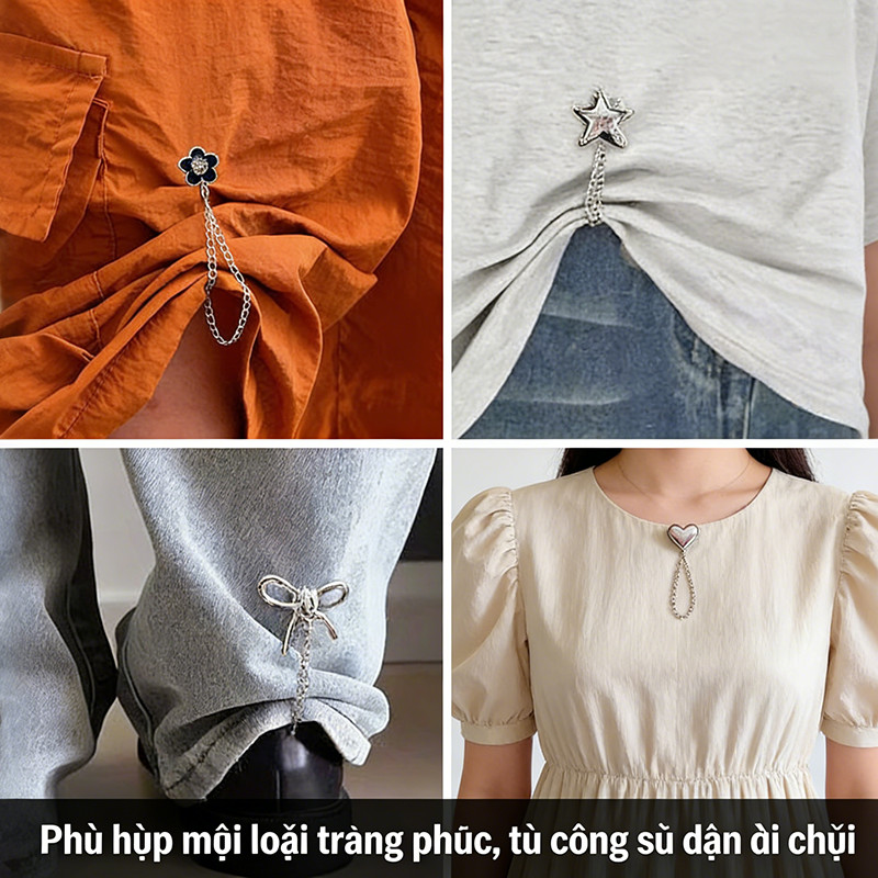 Kẹp Cộ Nam Châm Quần, Kẹp Thu Gọn Chân Quần, Phụ Kiện Trang Phục Phong Cách Ngầu Ngọt