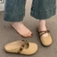 Baotou Nửa Dép Nữ Mặc Ngoài 2026 Siêu Nóng Đế Bằng Slip-On Lười Nửa Hỗ Trợ