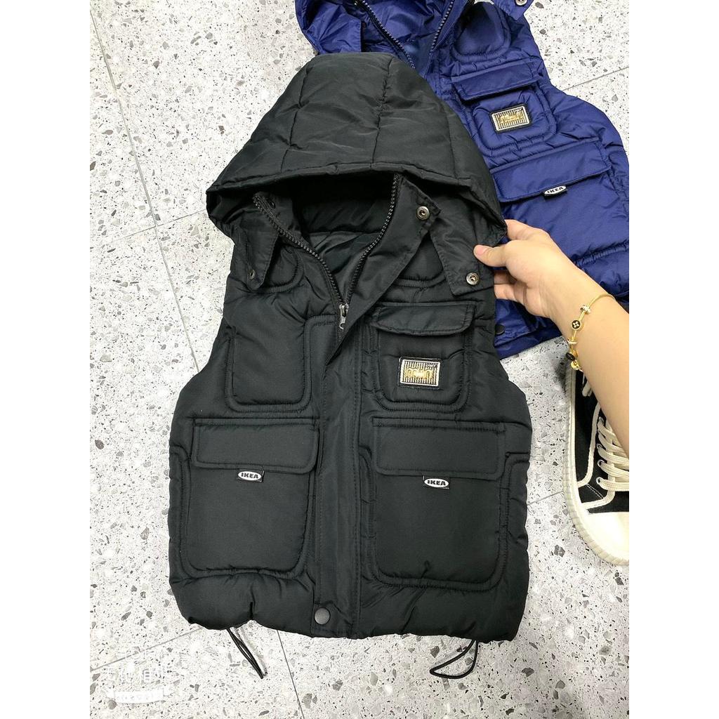 [ Bi Kids] Áo Phao Ghile có MŨ - 3 màu  Đen/Xanh/Nâu cho bé trai [4-7tuổi]