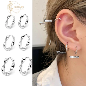 Roselife Tối Giản 1 Đôi S925 Bạc Mobius Vòng Tròn Vòng Bông Tai Dành Cho Nữ Thời Trang Xuyên Xoắn Tai Trang Sức Quà Tặng