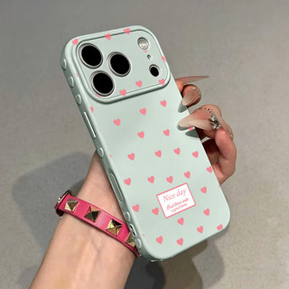 Tương thích với iPhone 17 16 15 13 14 11 12 Pro Max XR X XS Max Air 7 8 Plus SE Full Màn Hình Trái Tim Bong Bóng Trái Tim Màu Hồng