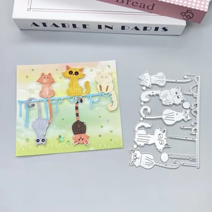 Chơi Mèo Kim Loại Thép Carbon Cắt Khuôn DIY Vải Album Ảnh Thiệp Chúc Mừng Cắt Chết Giấy Thủ Công Sổ Lưu Niệm Dập Nổi Khắc Bản Mẫu