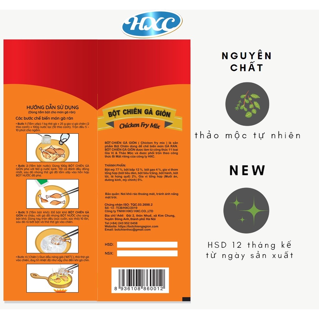 Bột Chiên Gà Giòn HXC - chuyên dùng làm gà rán - gói 100G - 200G