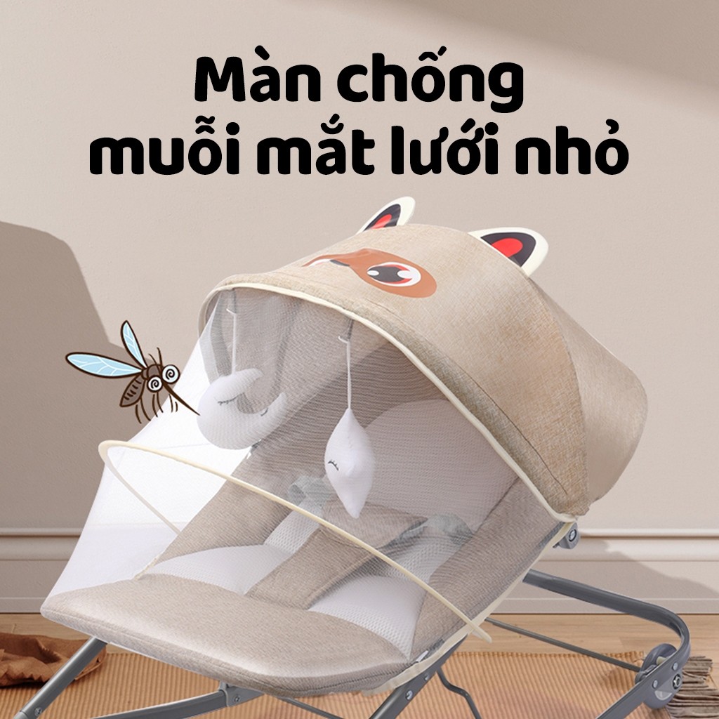 iiko Ghế Rung Có Màn Chụp Cho Bé Ghế Nằm Ru Ngủ Có Tay Đẩy Gấp Gọn Tiện Lợi
