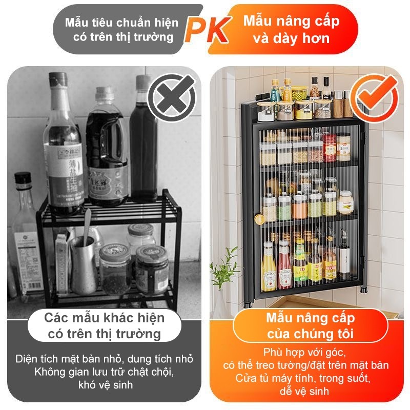Tủ đựng góc bếp vững chãi Treo Tường Kệ góc bếp thép carbon chịu tải nặng