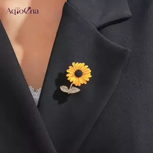 AqToCna Pha Lê Sang Trọng Hoa Hướng Dương Thổ Cẩm Chân Nữ Trang Sức Thời Trang Tình Bạn Tiệc Cưới Văn Phòng Áo Phụ Kiện Huy Hiệu AqToCna