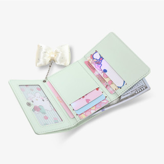Satin Nơ Charm Ví Nữ Da PU Đa Năng Nhiều Thẻ Hộp Đựng Tiền Mặt Dung Tích Lớn