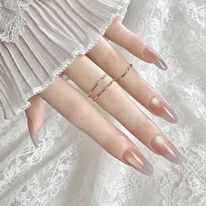 Bầu Không Khí Đá Thoáng Mát Trong Suốt Nhấp Nháy Kim Cương Mắt Mèo Tím Gradient Làm Trắng Nhẹ Nhàng Hoàn Thành Làm Móng Tay Đeo Móng Tay