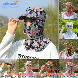 Mũ hái trà EBINLANDS, Mũ chống nắng thoáng khí chống tia cực tím, Mũ bảo vệ cổ họa tiết hoa thời trang Mũ chống nắng vành rộng dành cho nữ