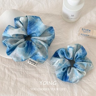Yoing / Xếp Ly Bầu Trời Đầy Sao Màu Tóc Nữ Nhiễm Trùng Cao Cấp Smudge Phong Cách Satin Dễ Thương Scrunchy Tóc Dây Buộc