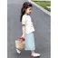 Áo thun ngắn tay phong cách mới mùa hè cho bé gái + Quần ống rộng Bộ đồ hai mảnh thời trang thời trang