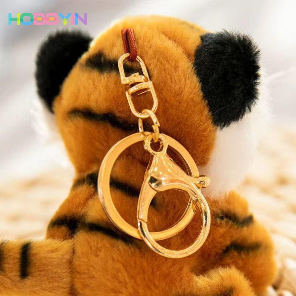 HOBBYIN Hổ Chìa Khóa Nhẫn, Thú Nhồi Bông Ngộ nghĩnh Hổ Sang Trọng Móc Khóa, Hoạt Hình Mềm Mại Dễ Thương Sang Trọng Ví Treo Trang Trí Ba Lô