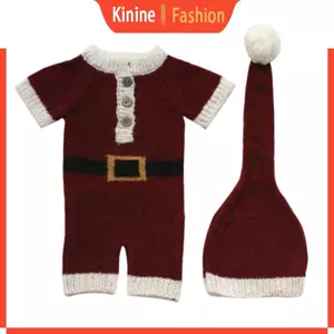 KIN 2 Chiếc Sơ Sinh Đạo Cụ Chụp Ảnh Móc Trang Phục Cho Bé Romper Mũ Bộ Trẻ Sơ Sinh Ảnh Beanies Nắp Áo liền quần Bodysuit