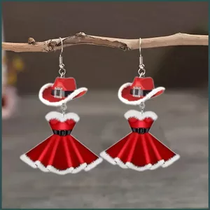 SQ Trang phục Giáng sinh Bông tai Acrylic Mũ Giáng sinh Bông tai dự tiệc ngày lễ thời trang và đa năng