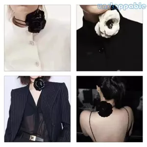Unstop * Da Camellia Hoa Vòng Cổ Choker Tính Khí Ren Vòng Cổ Trang Sức
