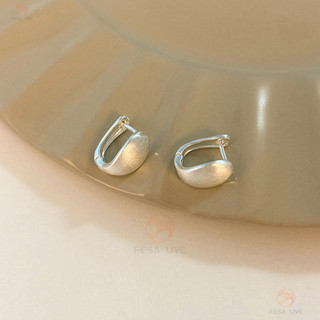 Bông tai retro mờ kim loại đơn giản dạng nửa vòng cung