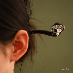 Mẫu mới quạt gỗ đàn hương hai mặt thiết kế độc đáo, phụ kiện tóc cổ điển sang trọng cho hàng ngày