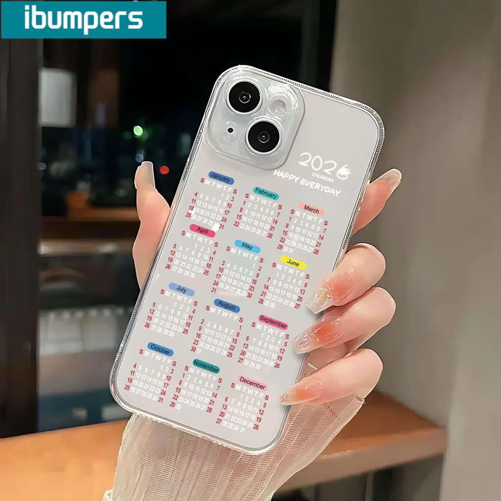 Ibumpers Ốp Điện Thoại 2026 Lịch Đơn Giản Thanh Lịch Thẩm Mỹ Trong Suốt Mềm Mại Cao Cấp Chống Sốc Cho iPhone 11 12 13 14 15 16 17 Pro Max IP 7 8 Plus Iphon X XS XR Xs max