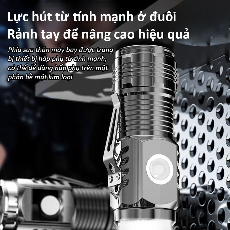 Đèn Pin Mini 3 Mắt Siêu Sáng - Chống Nước IPX7, Sạc USB Type-C, Gắn Mũ & Có Móc Gài Tiện Lợi