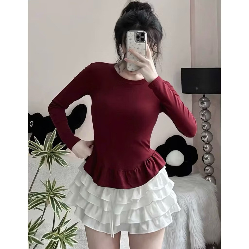 Áo Thun Dài Tay Nữ Ôm Body Phối Viền Bèo Xinh cotton nhuyễn M2509 Kenco clothing