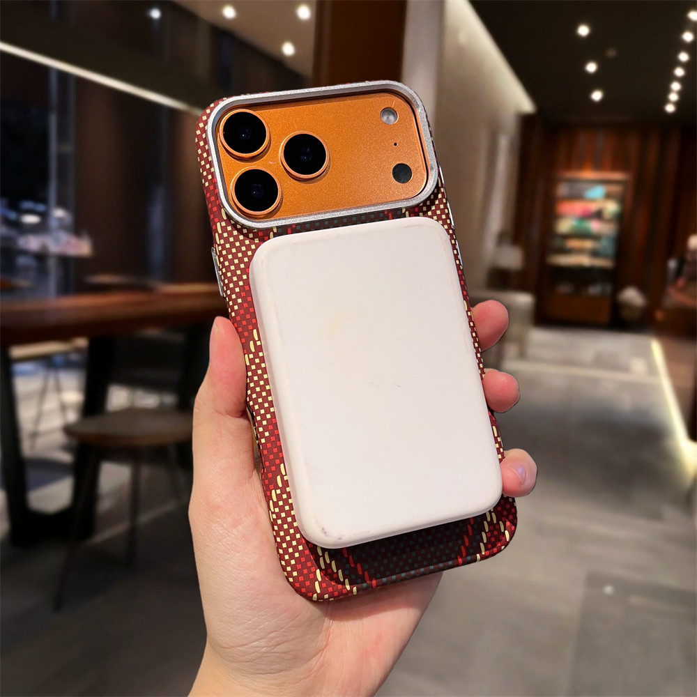 Ốp điện thoại từ tính họa tiết sợi carbon chất lượng cao cho iPhone 17 Pro Max 14 15 16 pro max Bảo vệ Camera ống kính Vỏ chống sốc Vỏ cứng bảo vệ điện thoại