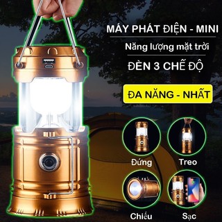 🔥(4 CHỨC NĂNG) Đèn cắm trại tích điện hình đèn dầu sử dụng năng lượng mặt trời 2 chế độ sáng kiêm sạc dự phòng