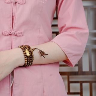 Vòng tay 108 hạt Trầm Hương mix Tỳ Hưu Trầm Hương Yên Lộc THYL082 (Mua một, tặng một Túi Gấm, dây dự phòng, 2 hạt trầm)