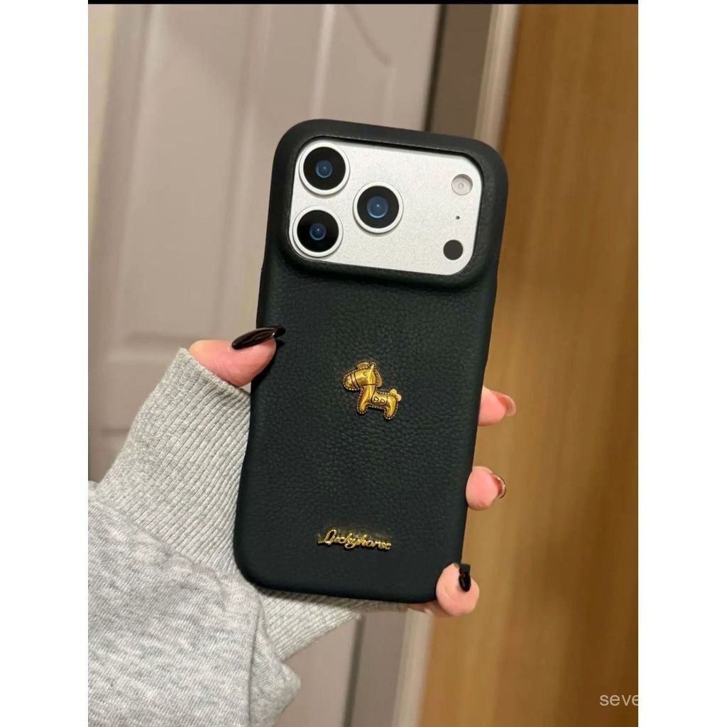 Ốp Điện Thoại Thích Hợp Cho iPhone 7 8 X XS XR XSMAX 11 12 13 14 15 16 17 Pro max Plus Air Năm Mới Họa Tiết Da Đỏ Ba Chiều Mạ Vàng Pony Chống Sốc Vỏ Bảo Vệ Chống Sốc Bao Gồm Tất Cả Ốp lưng TZKN