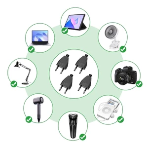 BTM 4 Phích Cắm Du Lịch Nhẹ Thiết Kế Thân Thiện Với Người Dùng Điện Dây Cắm Để Sử Dụng Thường Ngày Trắng Đen