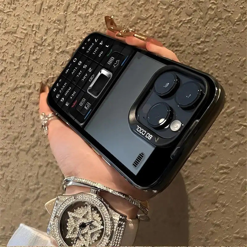 Ốp lưng cứng chống sốc phong cách phím bấm retro - Bảo vệ toàn diện - Tương thích iPhone 17/16/15/14/13/12/11 Pro Max/XS