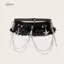 DELMER Dark Chain Punk Belt, Dây thắt lưng da đa năng, Tua Rua thời trang ren chắp vá với thắt lưng váy ngôi sao nữ