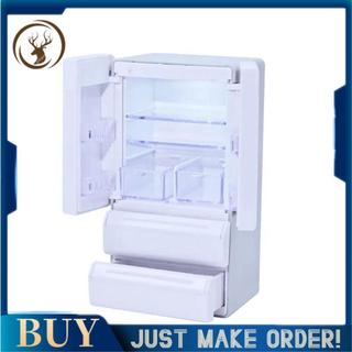 Tủ lạnh hai cửa Mini bật sáng Tủ lạnh nhà búp bê tỷ lệ 1: 12, Mô hình thiết bị nhà bếp thu nhỏ LED