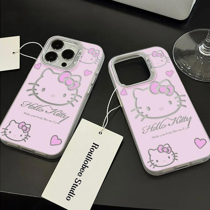 Ốp lưng Kitty hồng nhiều màu, chất liệu da PU bền đẹp chống sốc tốt Bảo Vệ Camera Cấp iPhone 17/16/15/14/13/12/11/X Max
