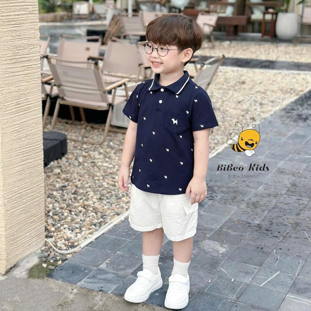 Bộ quần áo POLO PUSTER IN TRẦN   cho bé trai , Quần  áo chất COTTON mềm thoải mái cho bé