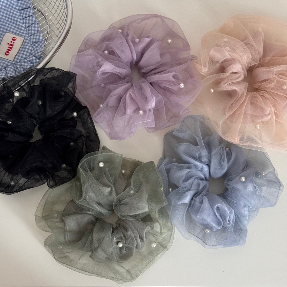 Hululu / Vòng Scrunchy Ngọc Trai Hai Lớp Sáng Tạo Gạc Bên Trong Hạt Đuôi Ngựa Cao Su Dây Lưng Đầu Tấm Tóc Cô Gái Cổ Tích Dây Buộc Tóc