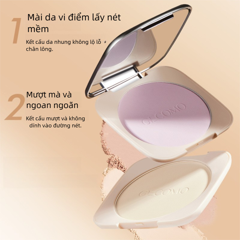 Phấn nén GECOMO - 【Hiệu ứng mịn ảo】, lì tự nhiên, che khuyết điểm, giữ nền lâu, hoàn thiện lớp trang điểm