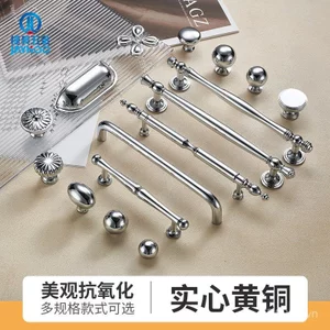 Jiehao Pháp Sáng Bạc Tay Nắm Cửa Bóng Tủ Tay Nắm Cửa Mạ Chrome Phần Cứng Tủ Đồng Tay Nắm Cửa Tay Cầm Bằng Đồng WXA3