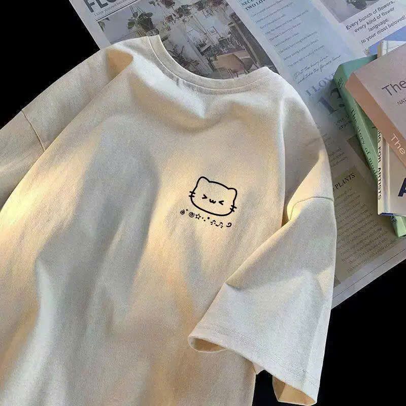 Áo phông thun  in  đơn giản mà sang trọng . Chất cotton mềm mỏng và mát -  hình mèo in ngự c -thoitrang
