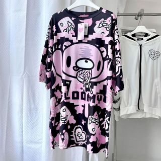 Phong Cách Nhật Bản Đen Hồng Pixel Phong Cách Gấu Đẫm Máu Gloomy Áo Thun Tay Ngắn Ngọt Ngào Thoáng Mát Phong Cách Punk oversize Full In Top 0515