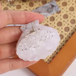 DELMER Vỏ Vuốt Tóc, Phụ Kiện Tóc Vỏ Kim Cương Giả Cua Kẹp, Vintage Acrylic Phong Cách Hàn Quốc Cua Kẹp Vỏ Hình Móng Vuốt Kẹp Nữ