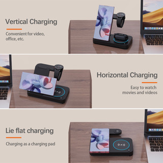 SHEREN Bàn sạc nhanh sạc không dây ba trong một từ tính gấp Wireless Charger For Samsung