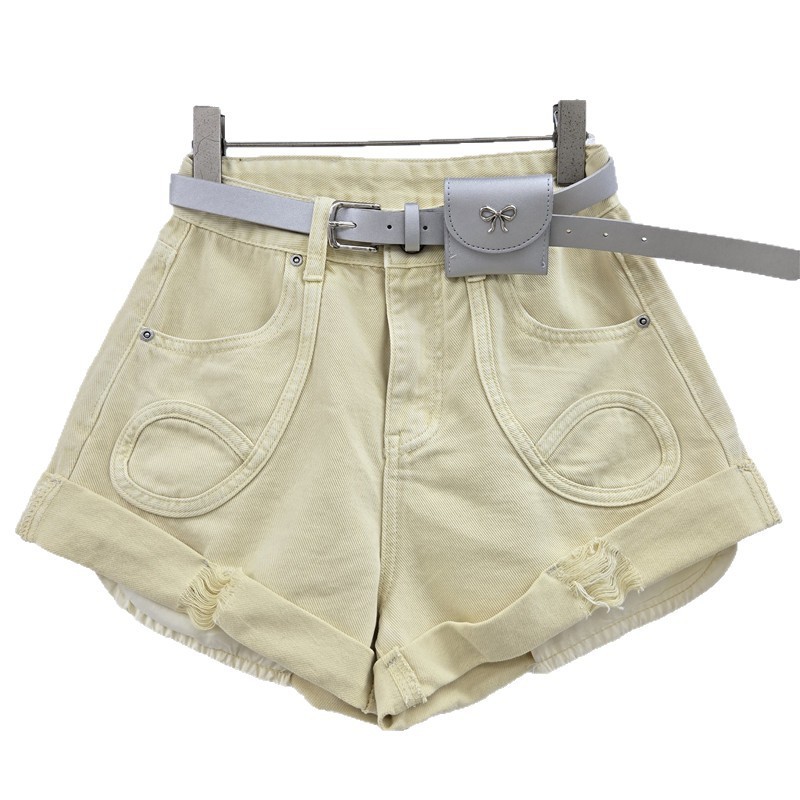 Retro Rách Uốn Hot Girl Denim Quần Short Nữ Mùa Hè 2026 Phong Cách Mới Cao Cấp Phù Hợp Xếp Ly Chữ a Rộng Quần Hot