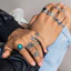 Bộ Nhẫn Nam 11 Mảnh Vintage - Hợp Kim Mạ Bạc Cổ - Gothic Đầu Lâu Rồng Rắn - Ngọc Trai Đen Đá Quý Hip Hop Trang Sức